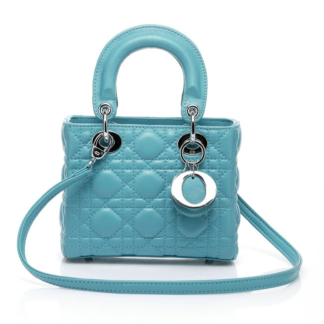 mini lady dior lambskin leather bag 6328 sky blue - Click Image to Close